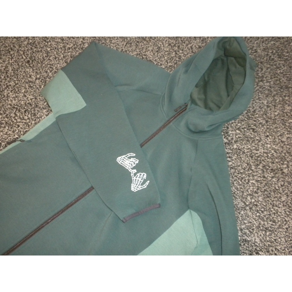 Bonobos Fielder Hoodie Sweatshirt XL Green The J's Skeleton Hands Dubstep DJ Zip